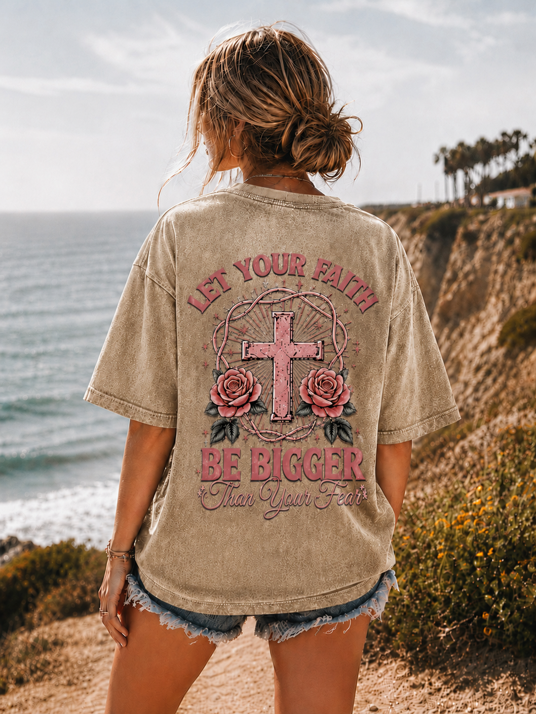 Faith Over Fear – Vintage Washed Graphic Tee