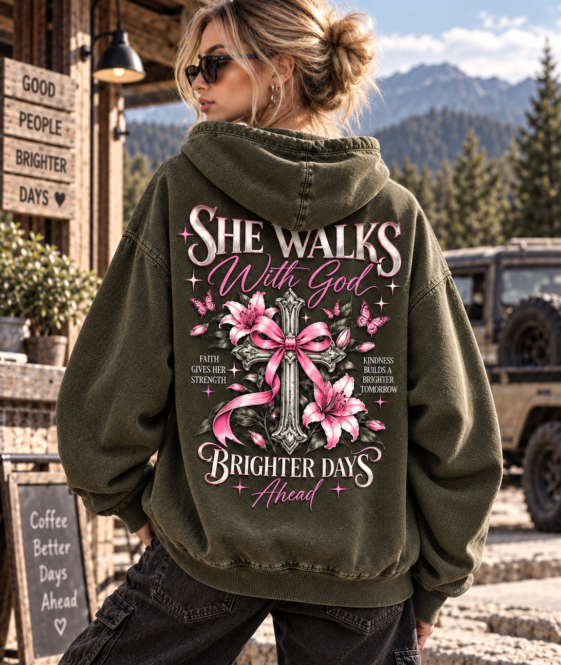 She Walks With God – Brighter Days Vintage Hoodie