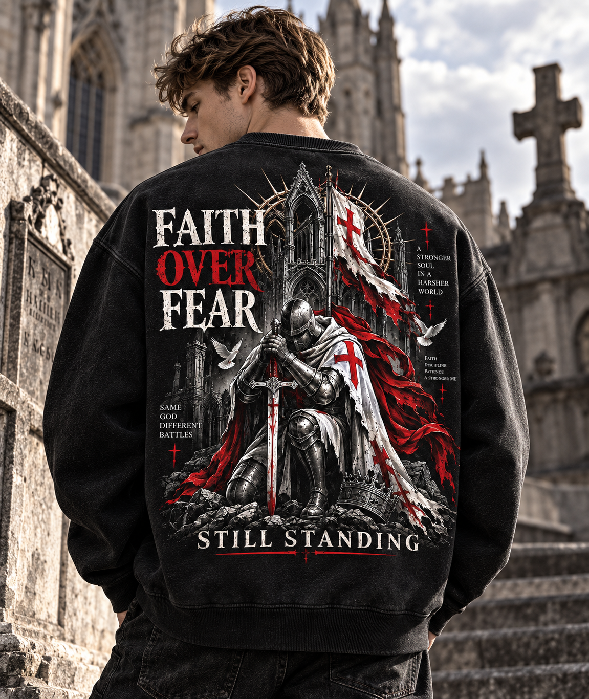 Faith Over Fear – Still Standing Vintage Sweatshirt
