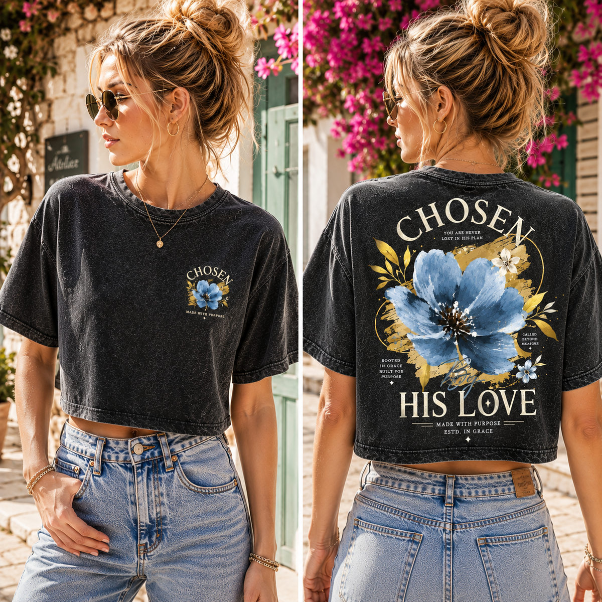 Chosen His Love – Vintage Floral Crop Top
