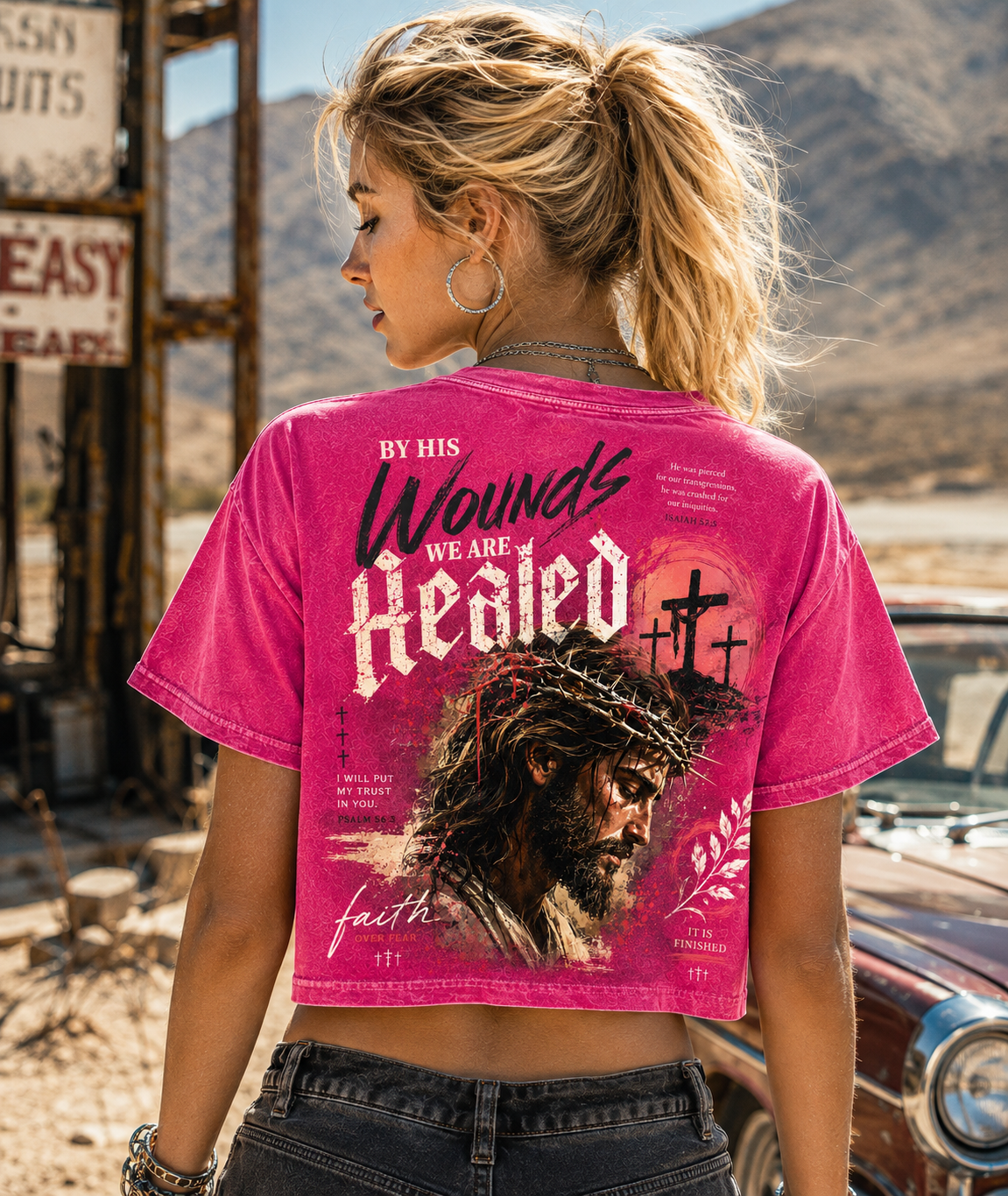Faith Over Fear – Vintage Christian Crop Tee