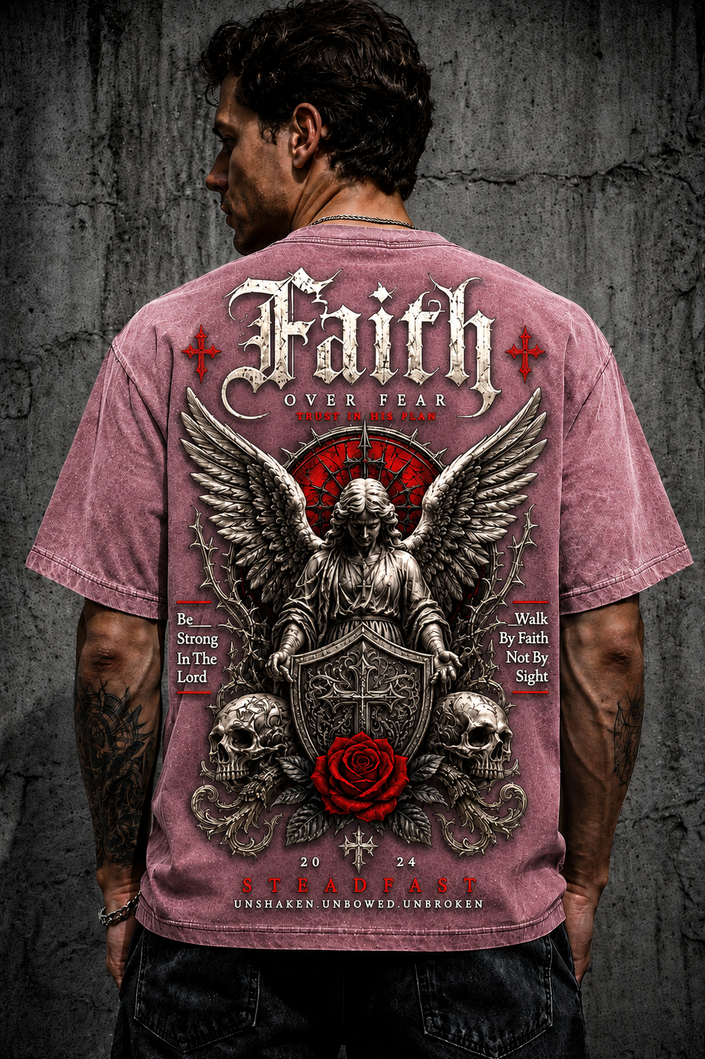 Faith Over Fear – Vintage Gothic Oversized T-Shirt