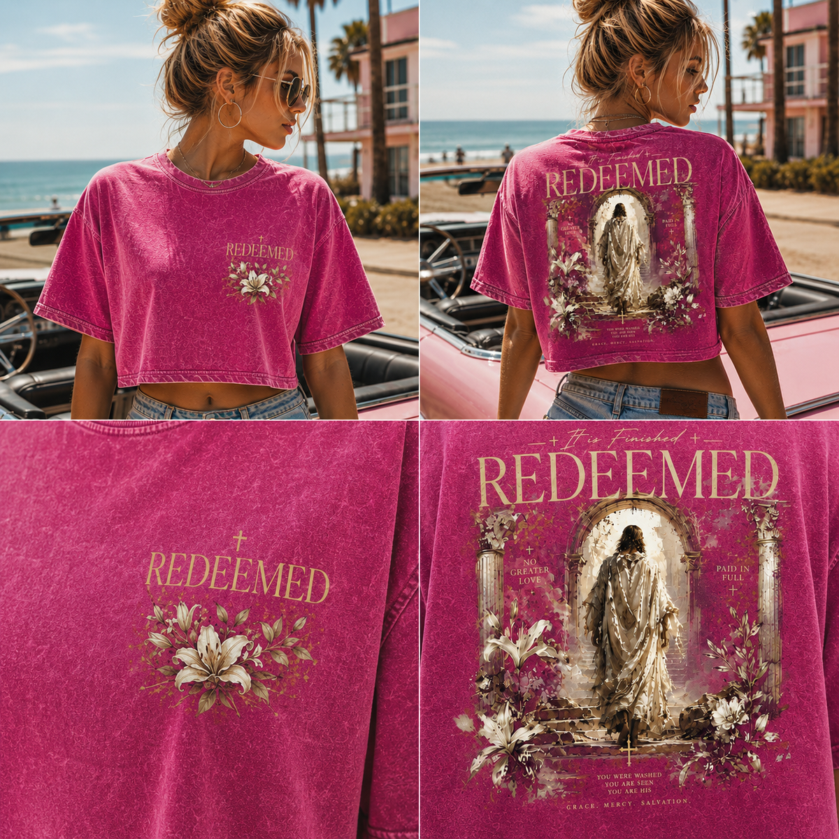 Redeemed Vintage Christian Crop Top – Faith Graphic Tee