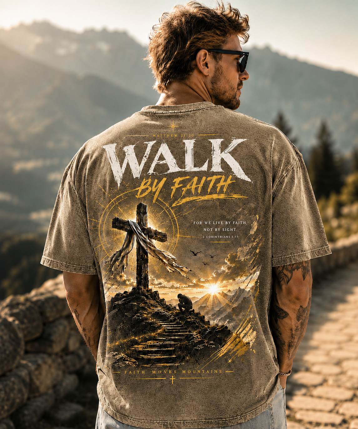 Walk by Faith Vintage Graphic T-Shirt – Premium Washed Tee
