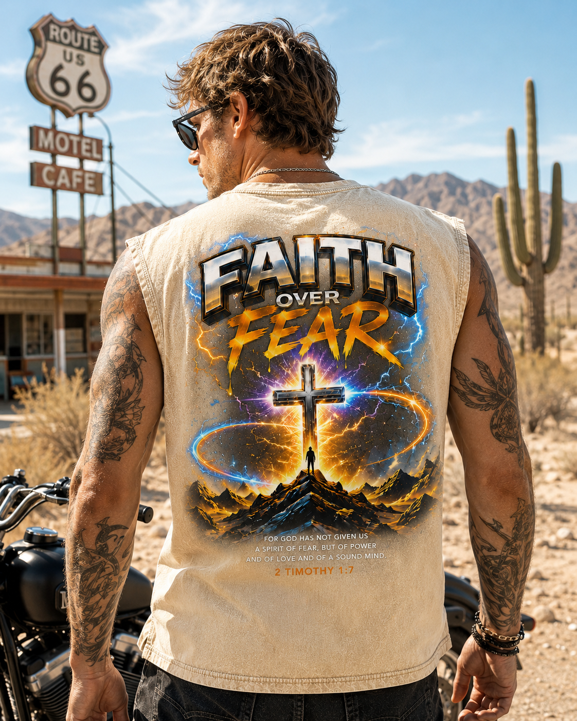 Faith Over Fear – Washed Black Christian Muscle Tank