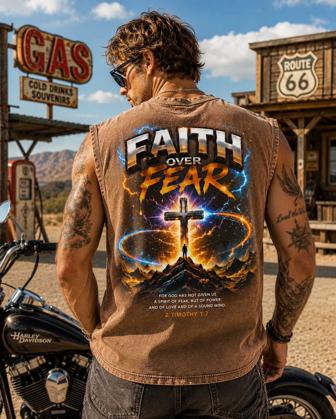 Faith Over Fear – Washed Black Christian Muscle Tank