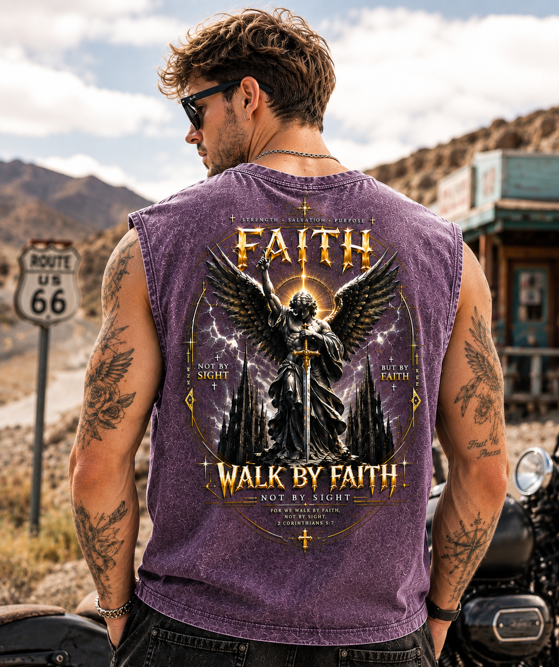 Faith Walk by Faith Washed Black Muscle Tee