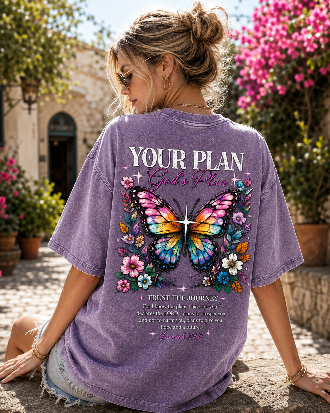 Your Plan, God’s Plan – Vintage Butterfly Christian Tee