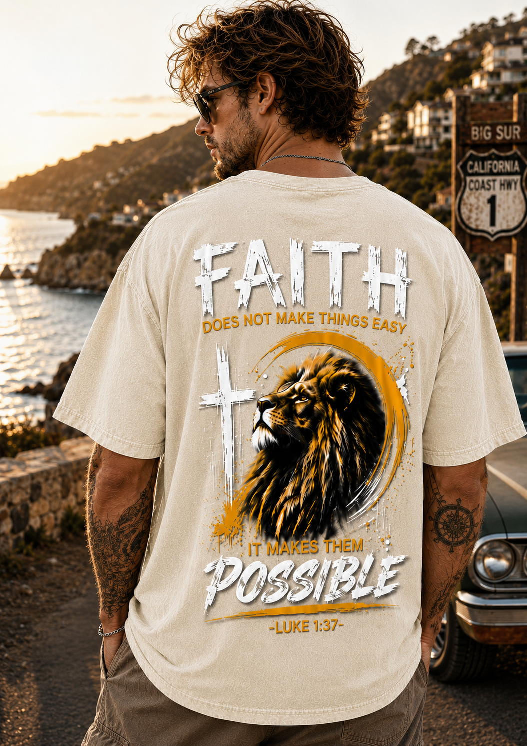 Faith Lion Vintage Graphic Tee