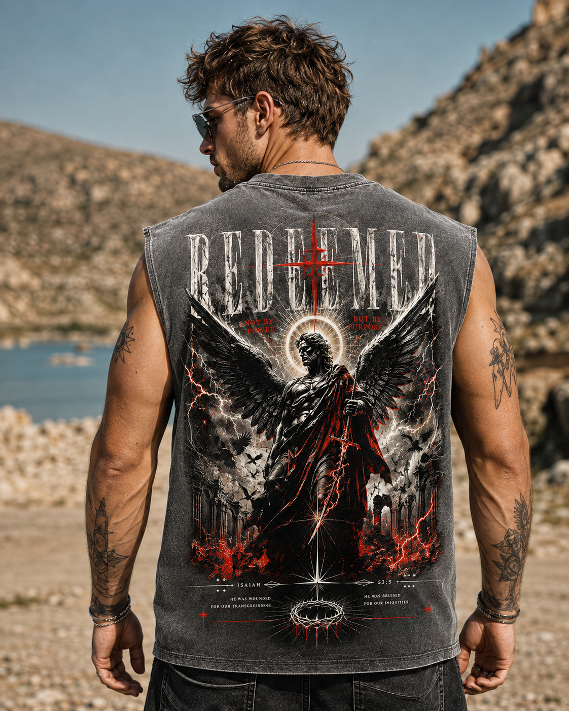 Redeemed Angel Washed Black Tank