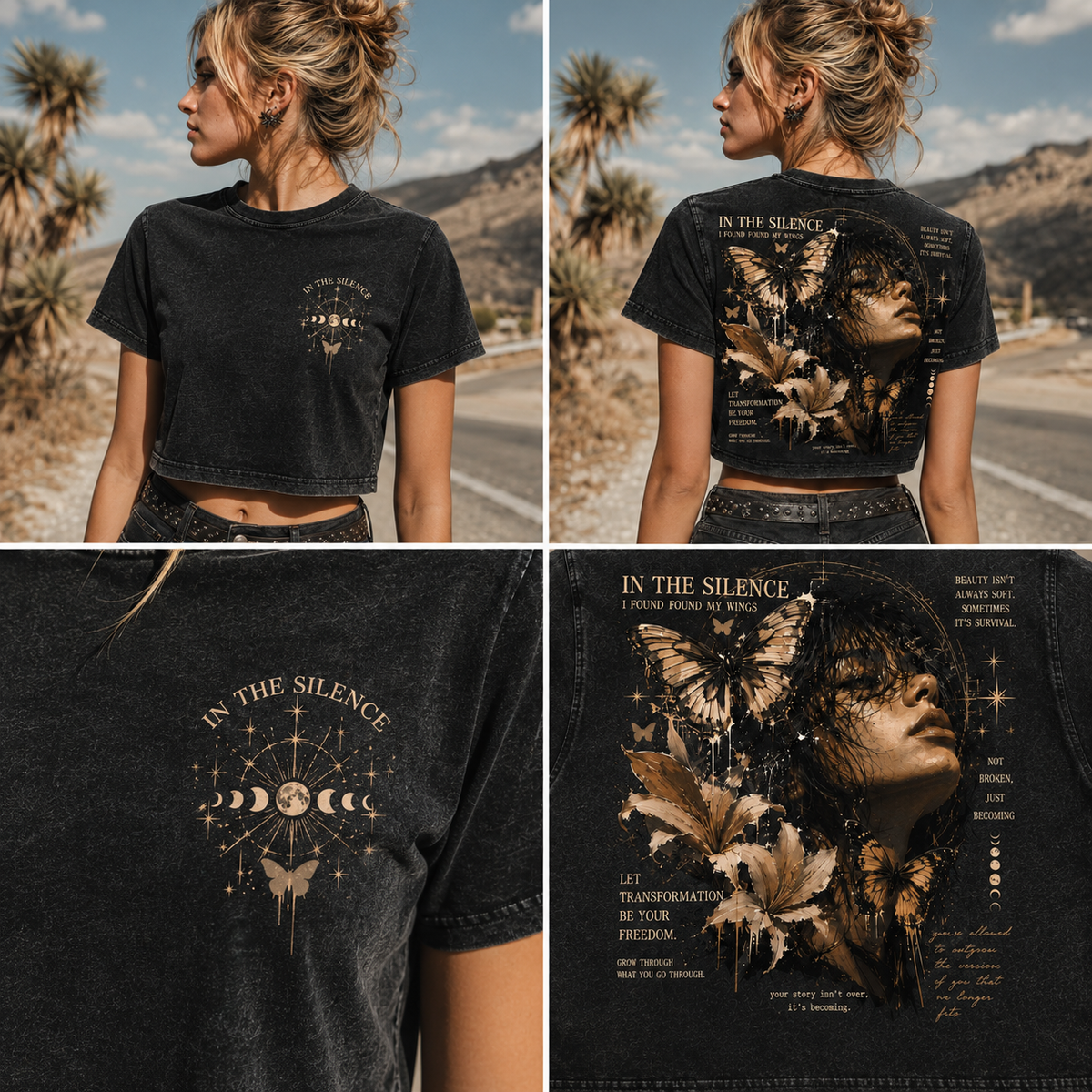 Beauty in Decay – Vintage Butterfly Crop Top