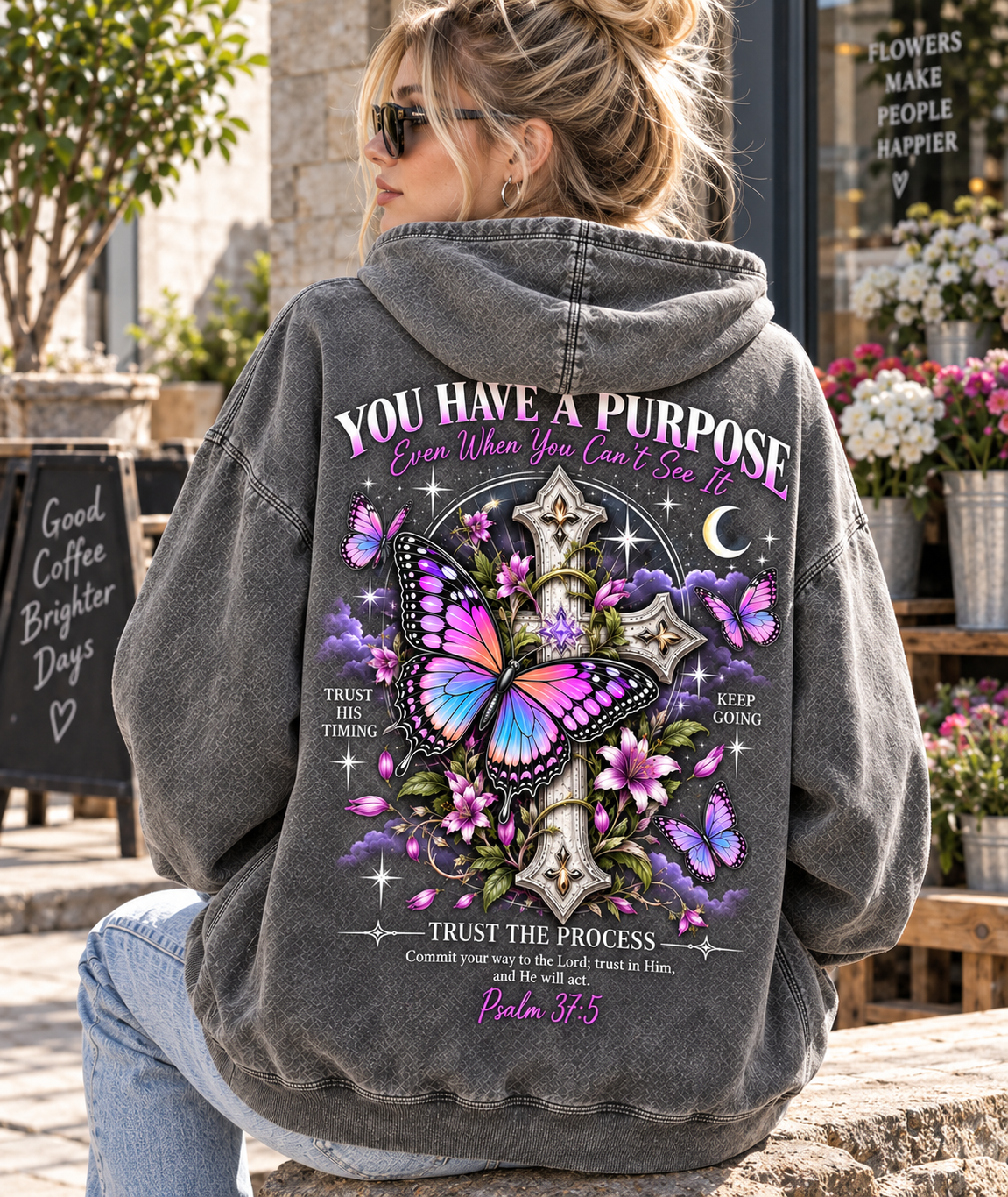 You Have a Purpose – Vintage Faith Butterfly Hoodie