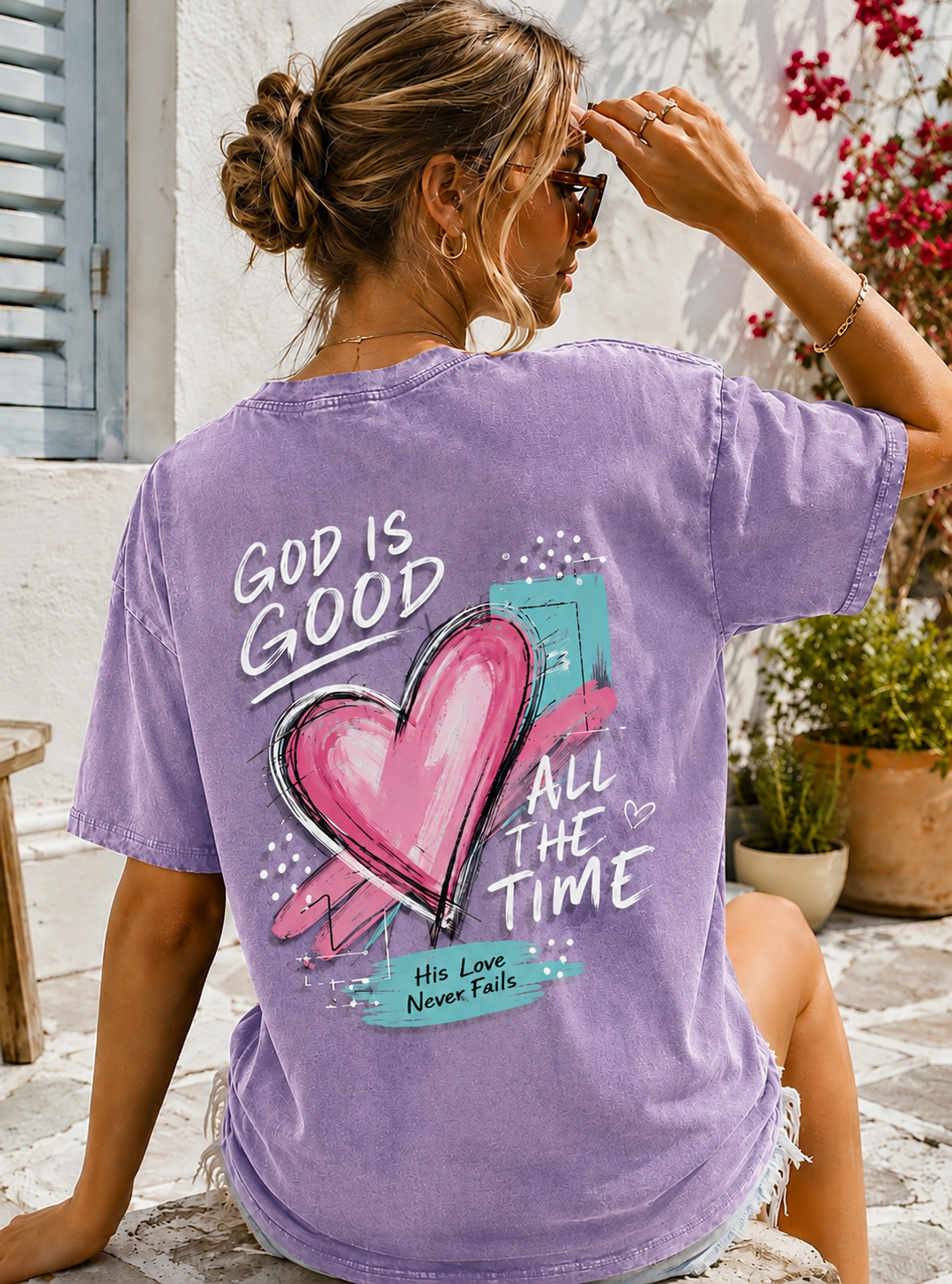 Washed Vintage Faith Graphic Tee – God Is Good