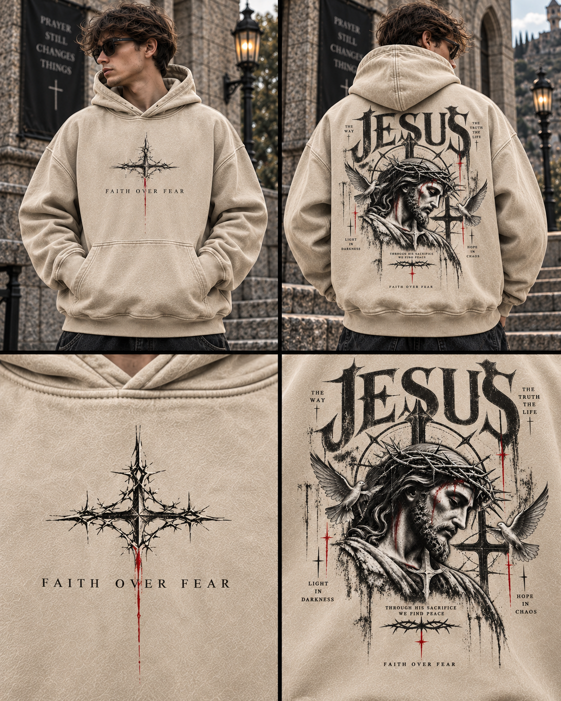 JESUS Faith Over Fear – Vintage Washed Hoodie