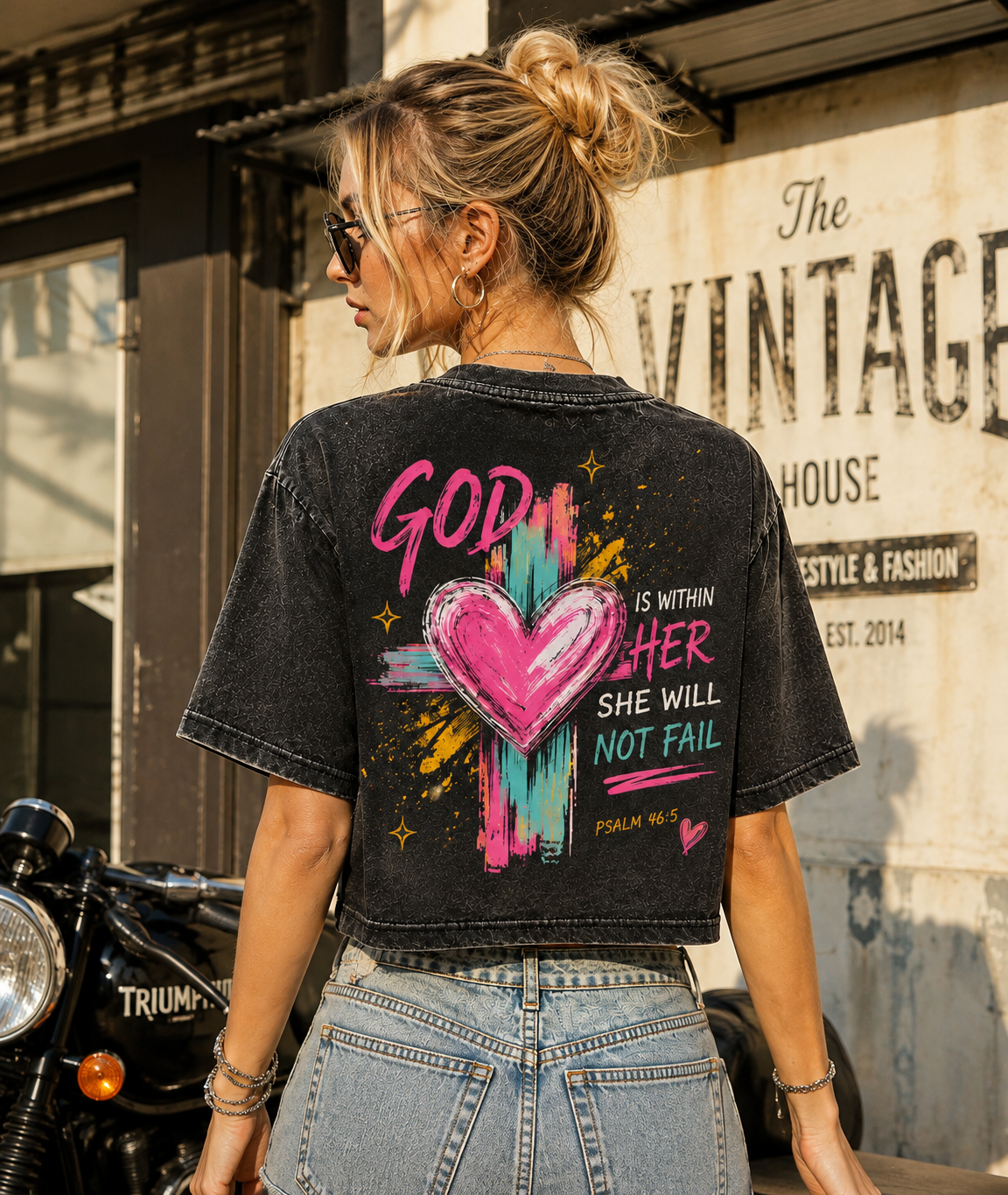 God Is Within Her – Vintage Faith Crop Top