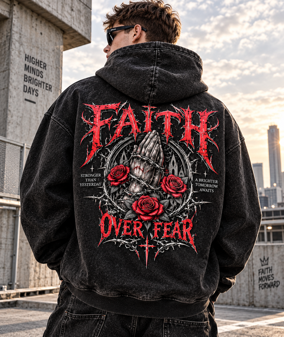 Faith Over Fear – Vintage Gothic Hoodie
