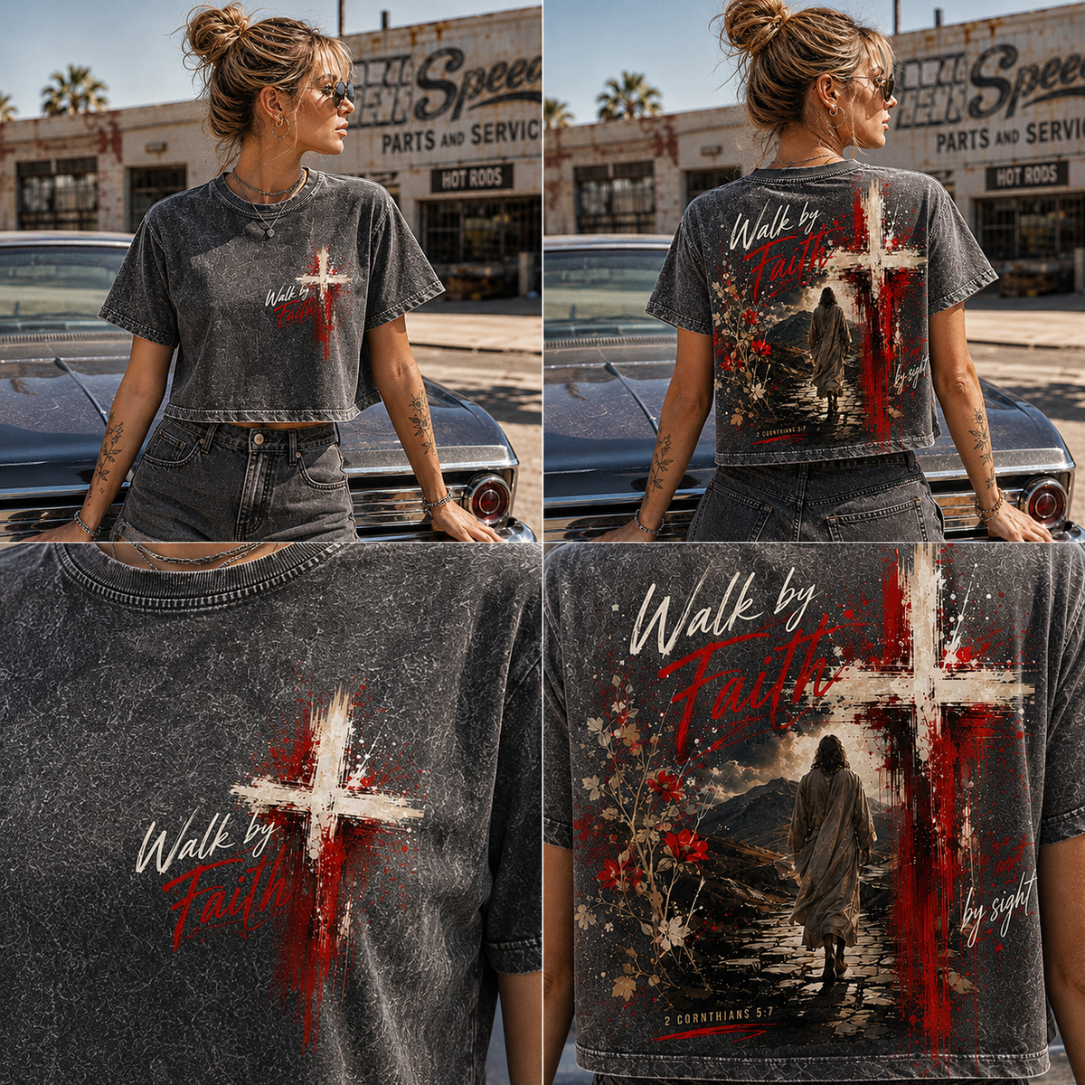 Walk by Faith Vintage Crop Tee