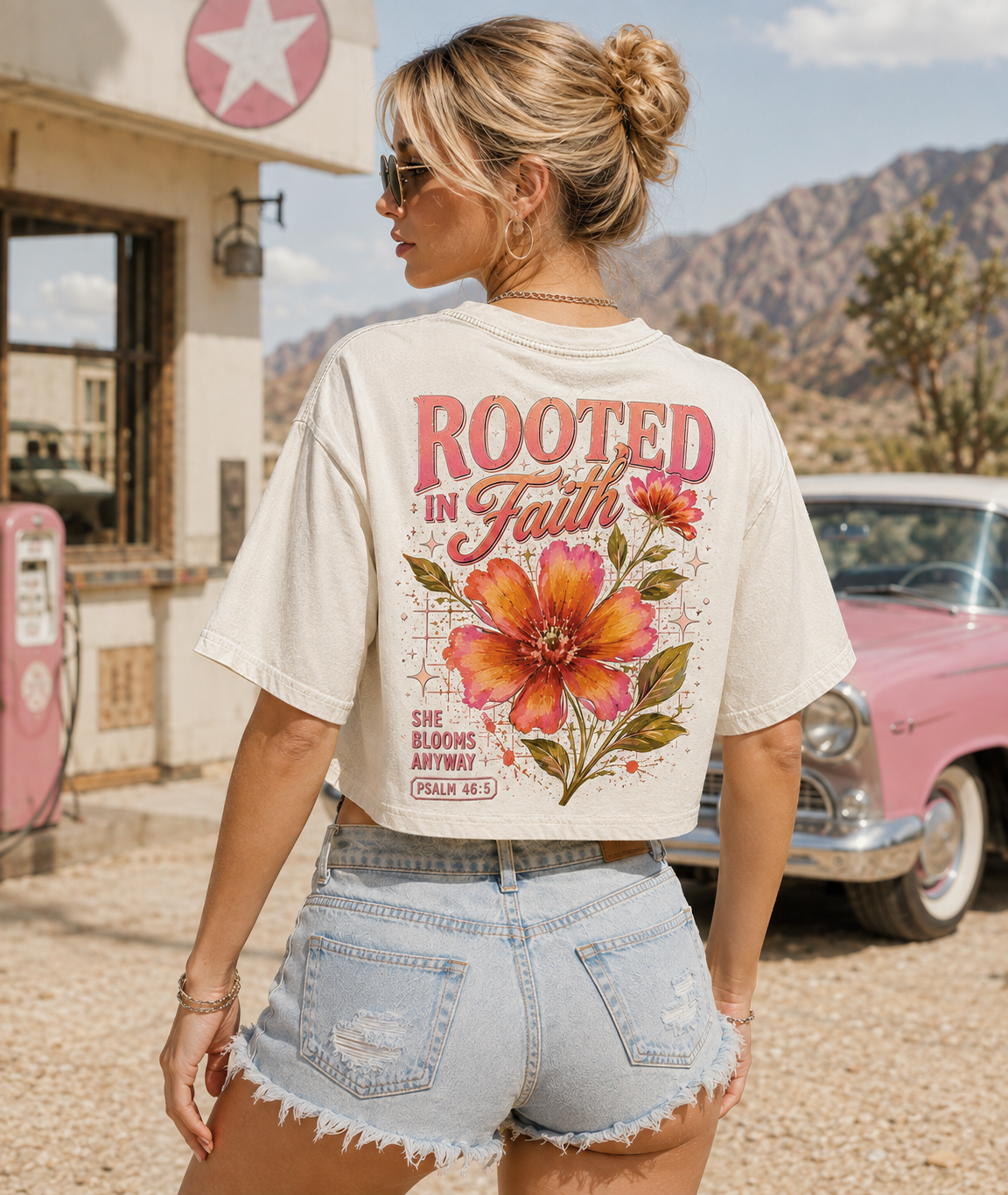 Rooted in Faith – Vintage Floral Crop Top