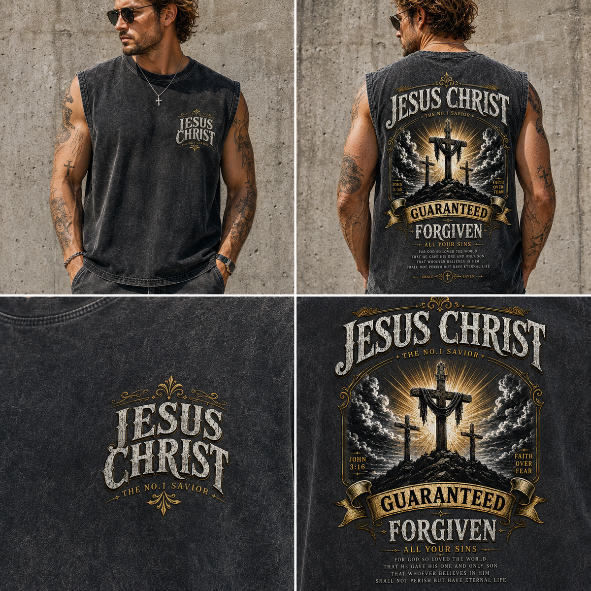 Jesus Christ Forgiven Wash Tee – Vintage Faith Edition