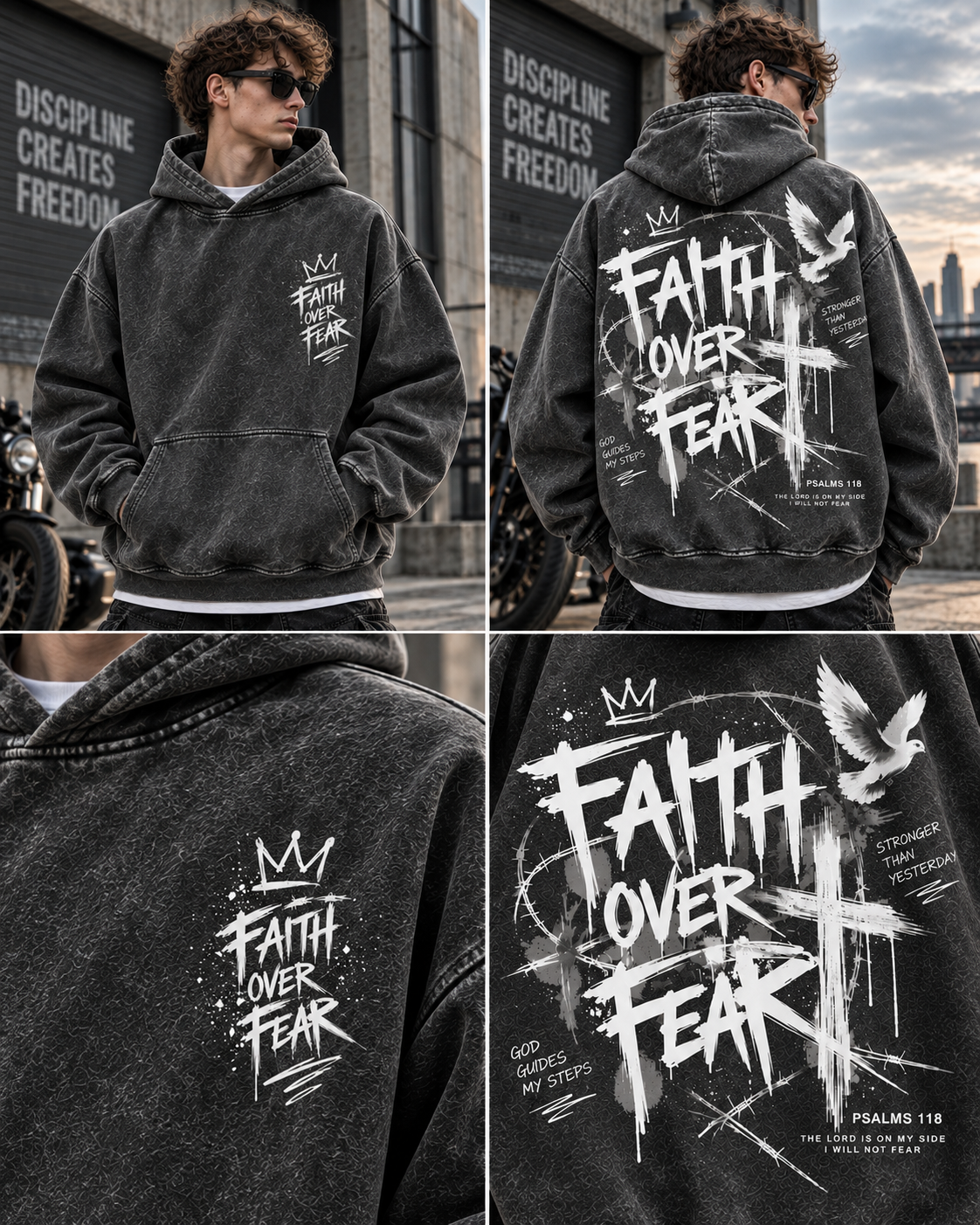 Faith Over Fear – Vintage Washed Hoodie