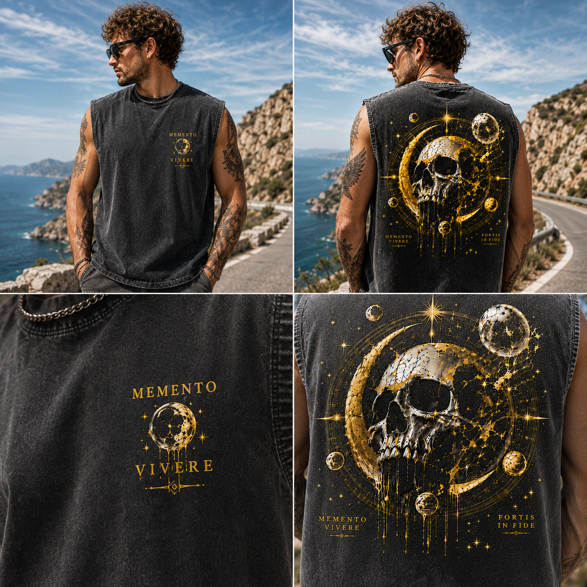 Celestial Skull Washed Tank Top