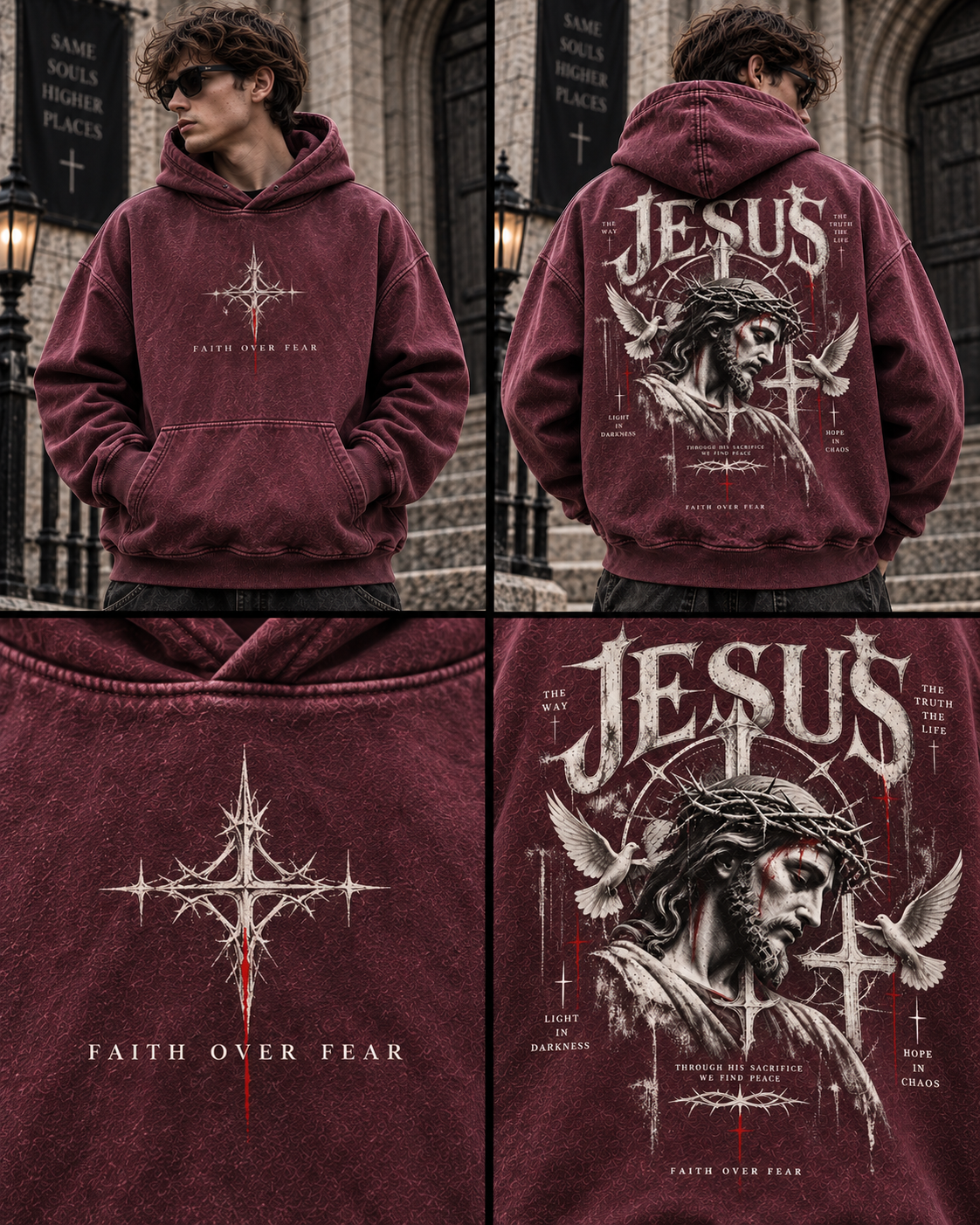 JESUS Faith Over Fear – Vintage Washed Hoodie