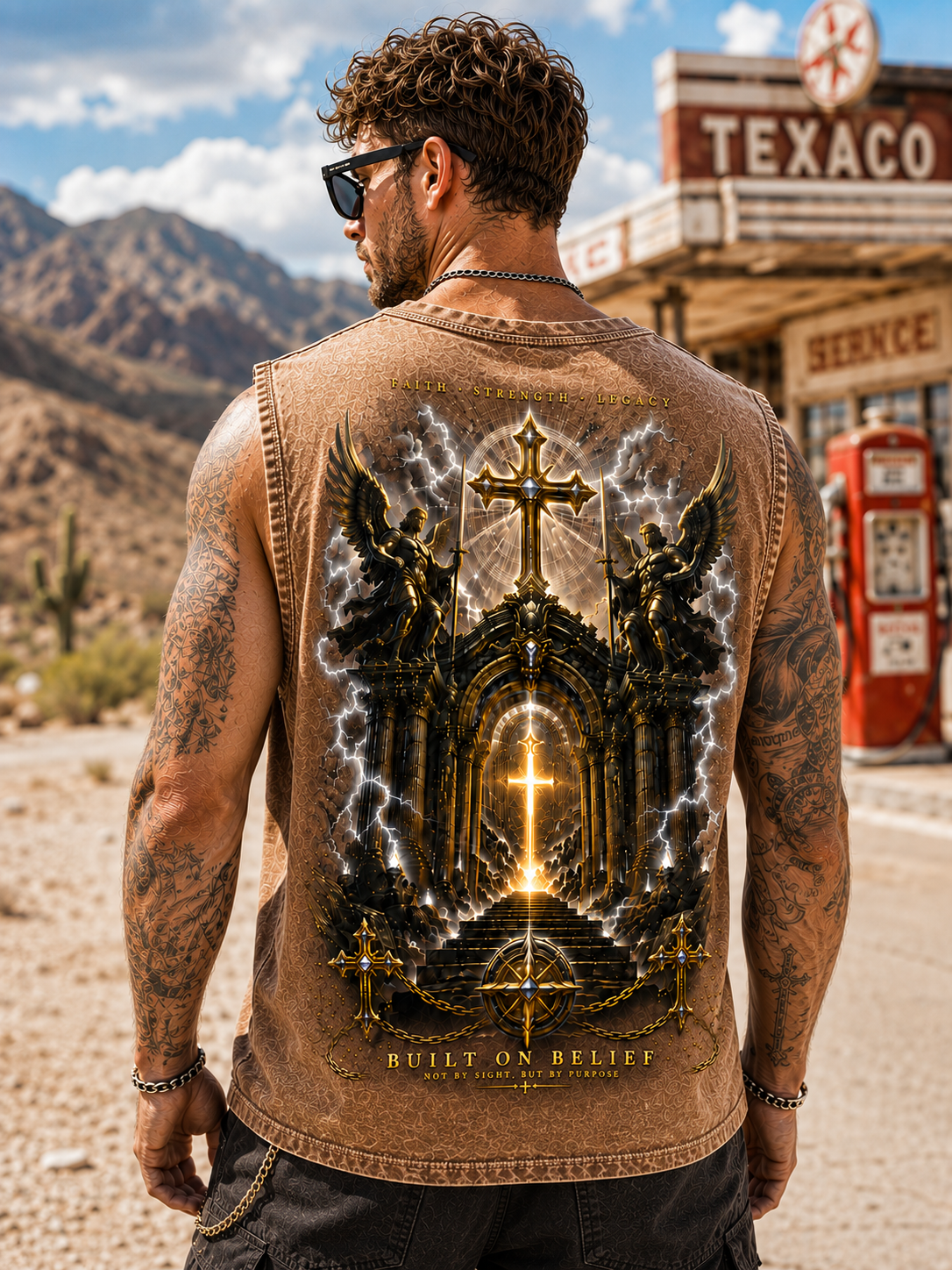 Faith Strength Legacy – Washed Blue Tank Top
