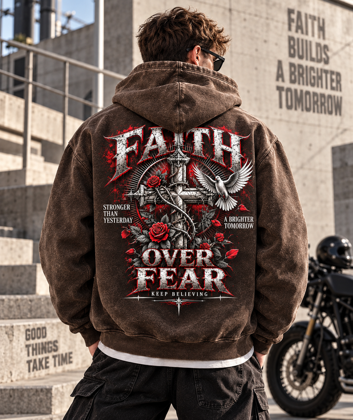 Faith Over Fear – Vintage Graphic Hoodie