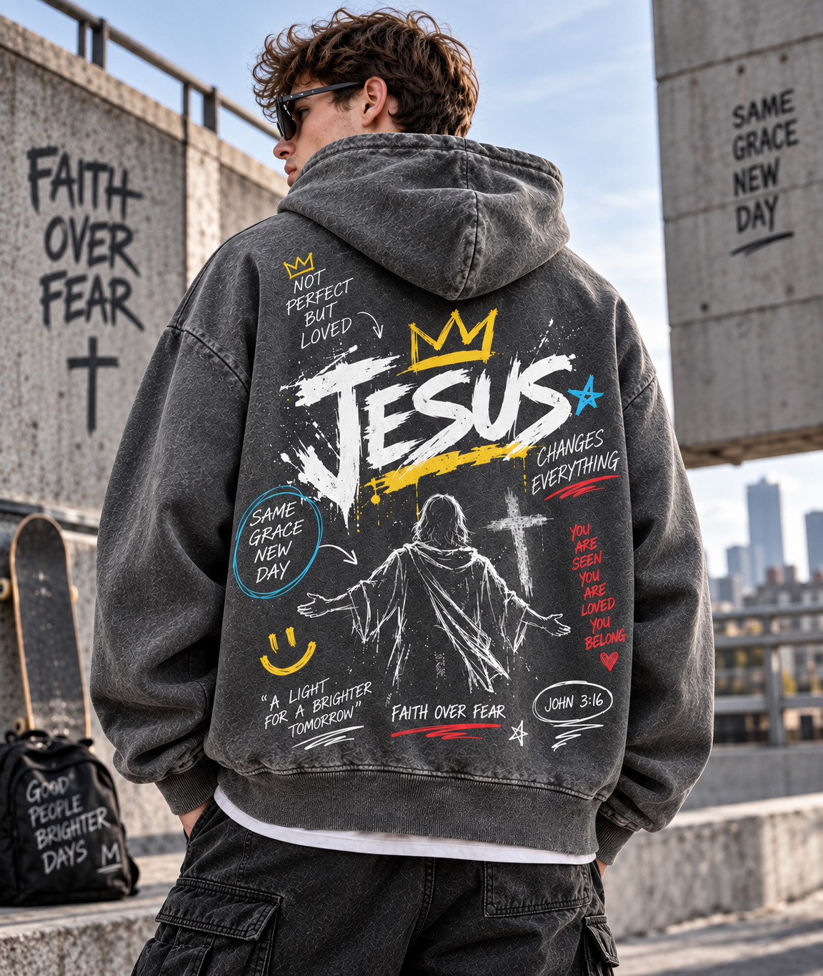 Faith Over Fear – Vintage Jesus Hoodie
