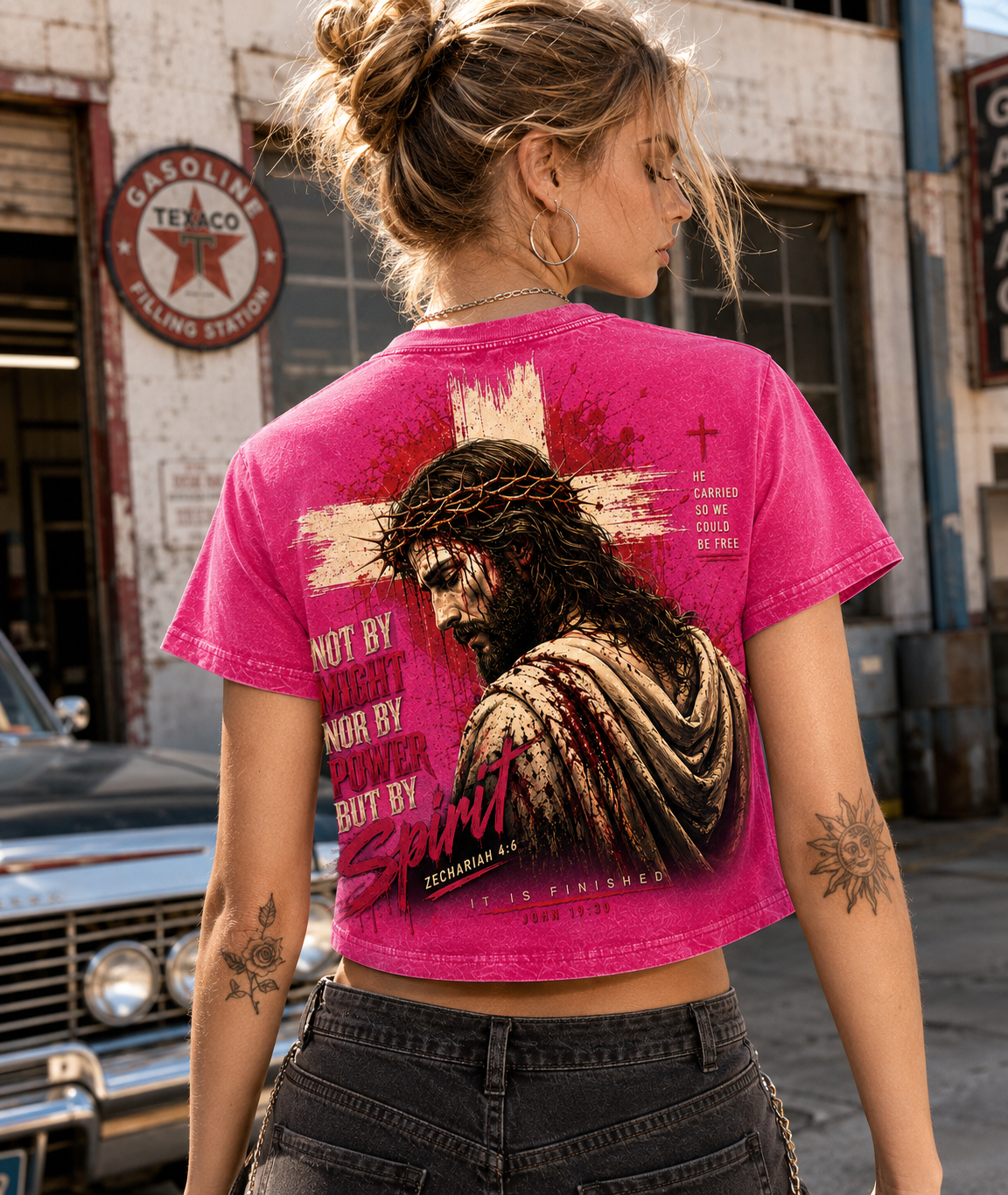 Jesus Spirit Vintage Crop Top – Faith Graphic Tee