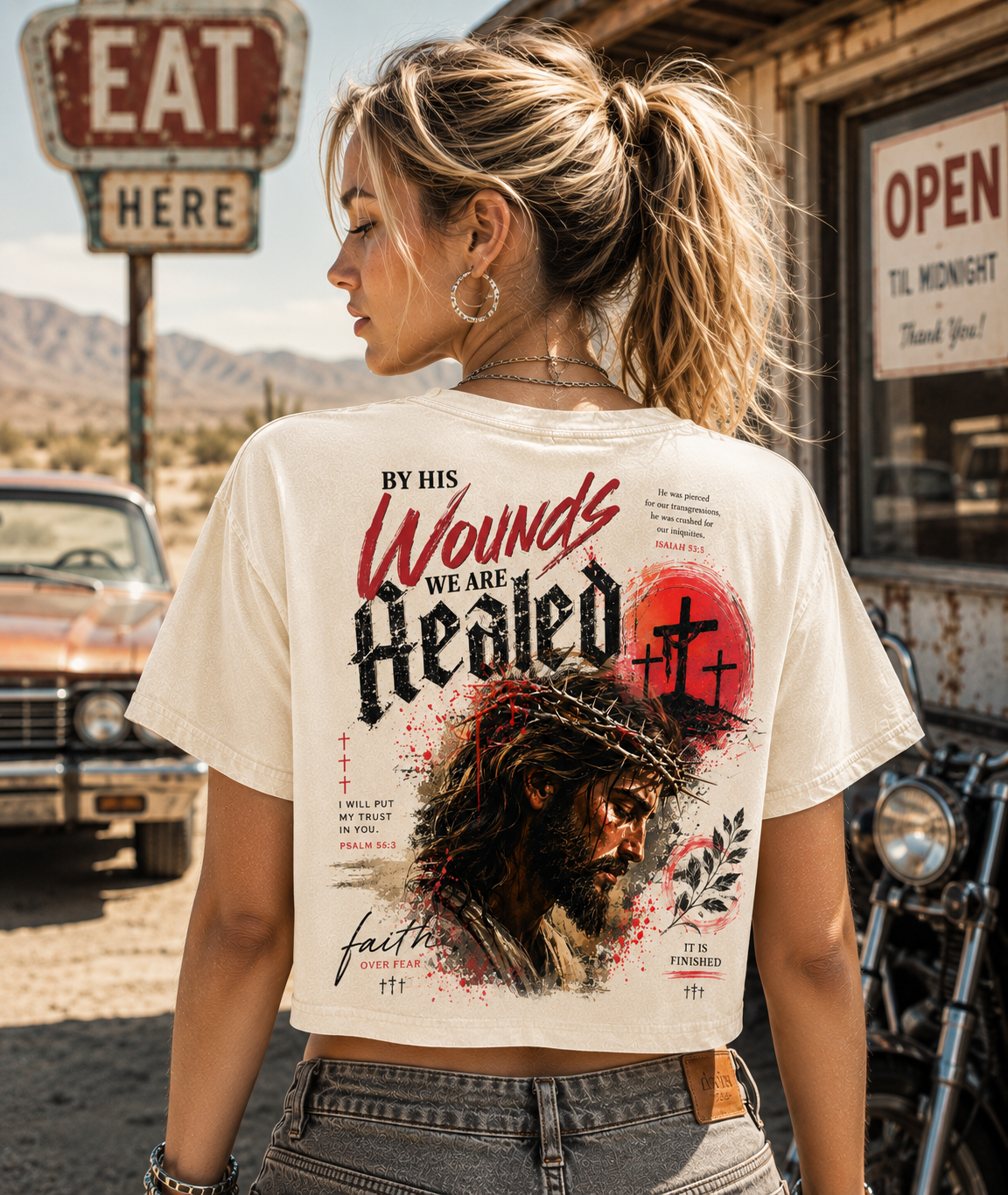 Faith Over Fear – Vintage Christian Crop Tee
