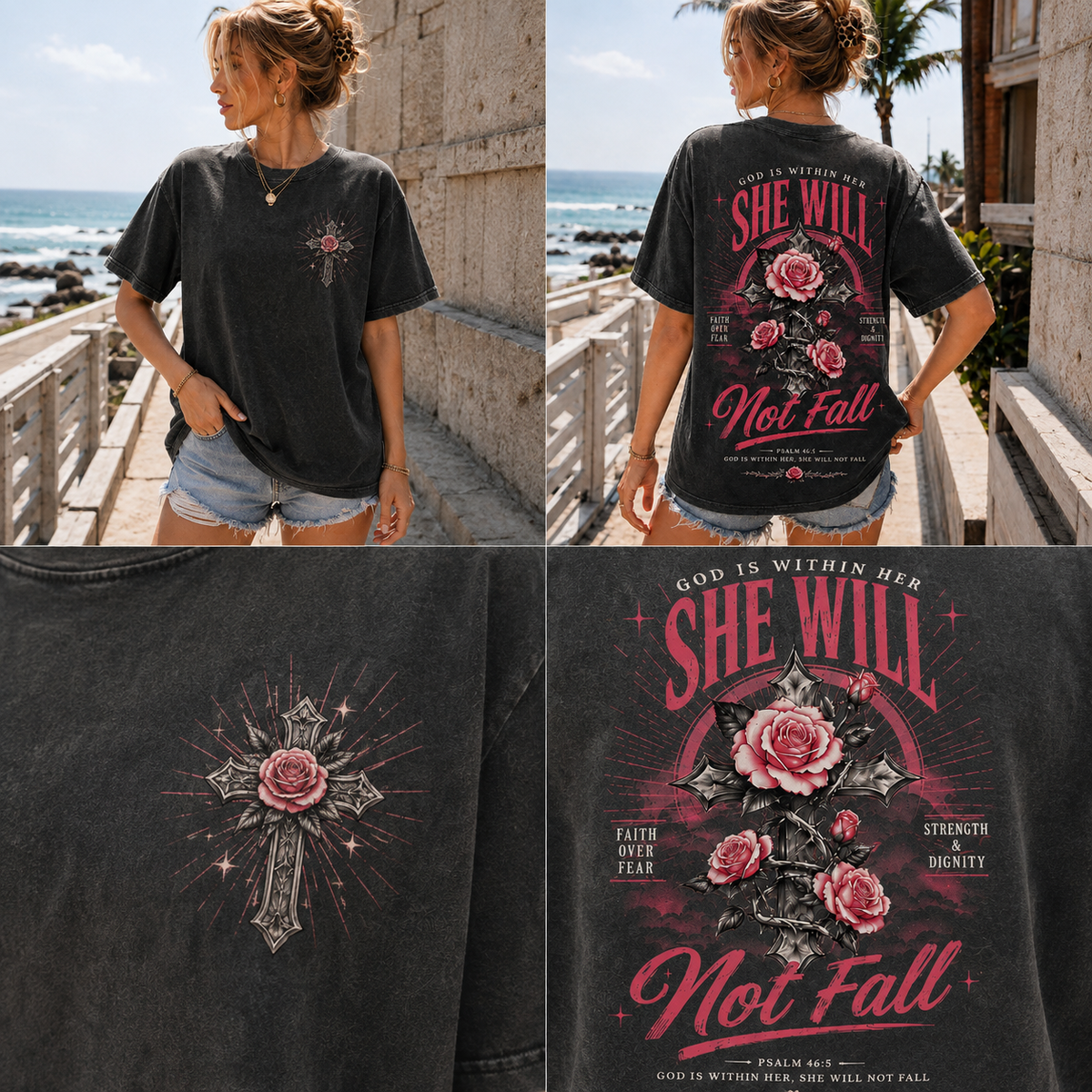 Washed Black “Faith Over Fear” Graphic Tee