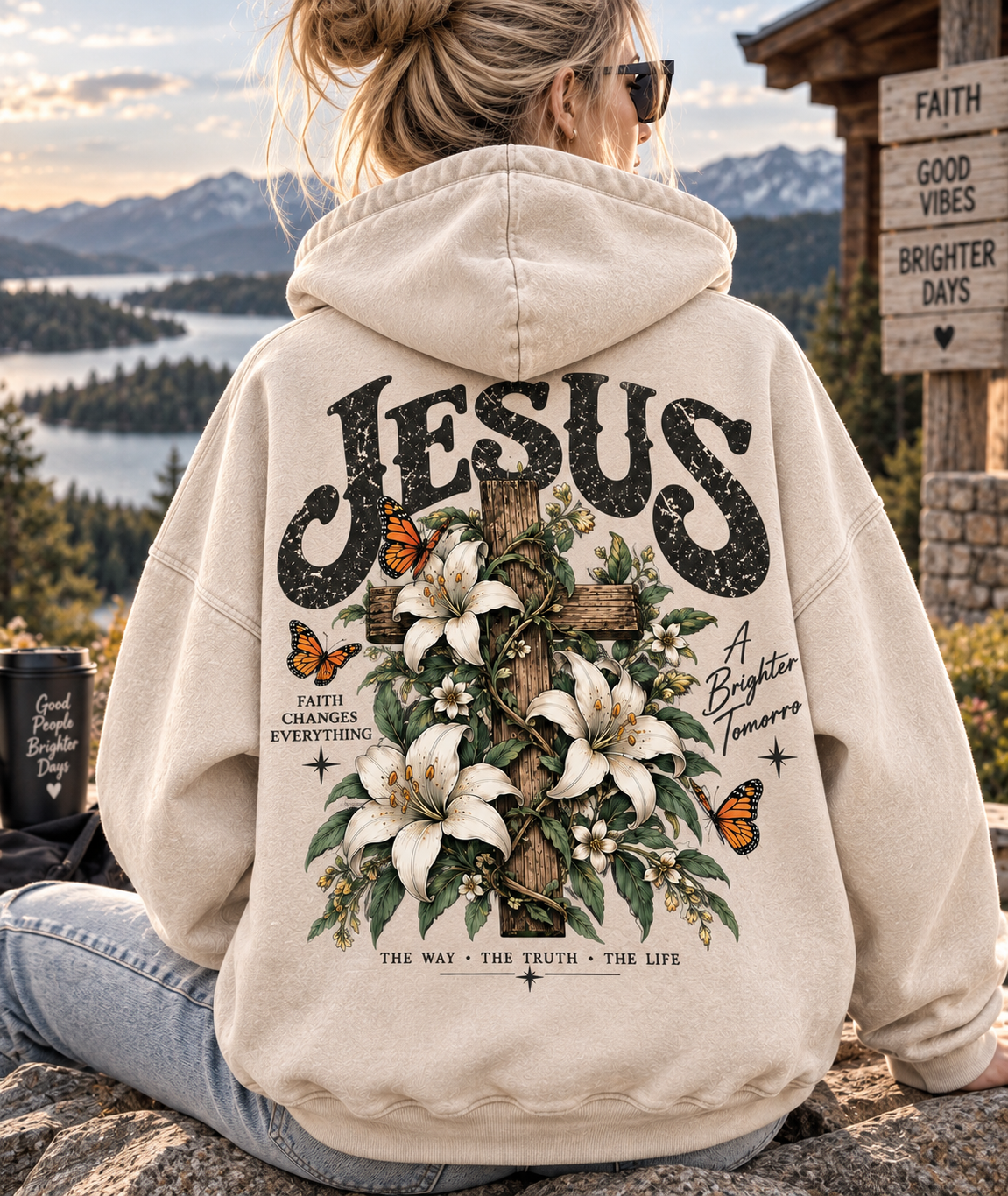 Jesus Floral Faith Hoodie – Vintage Christian Design
