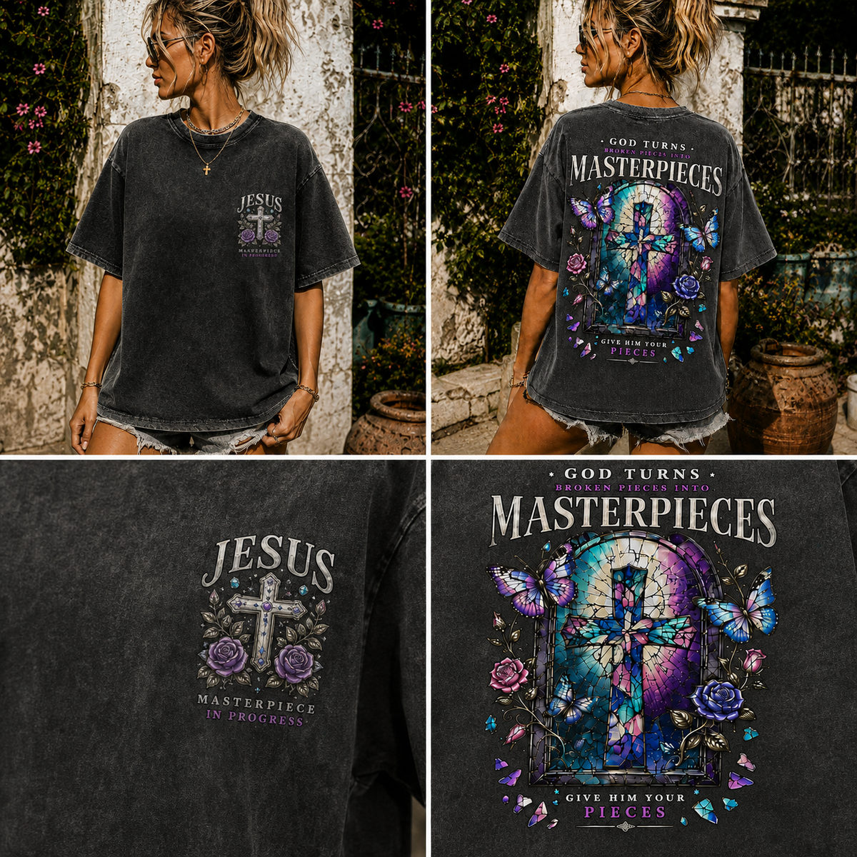 Vintage Stained Glass Cross T-Shirt