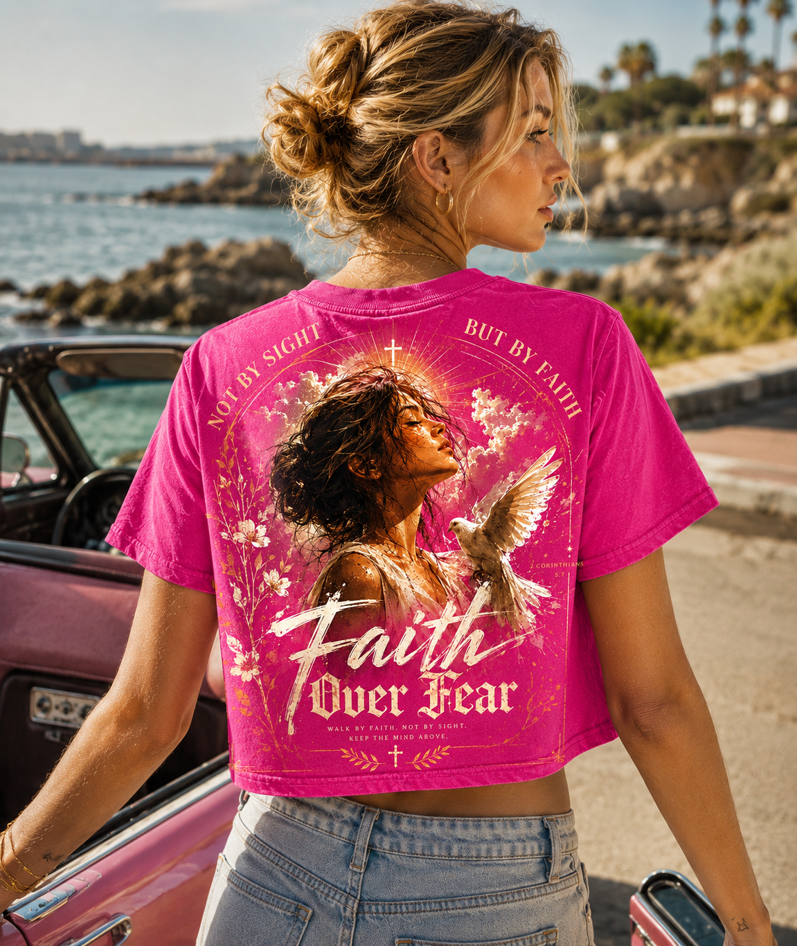 Faith Over Fear – Vintage Christian Crop Top