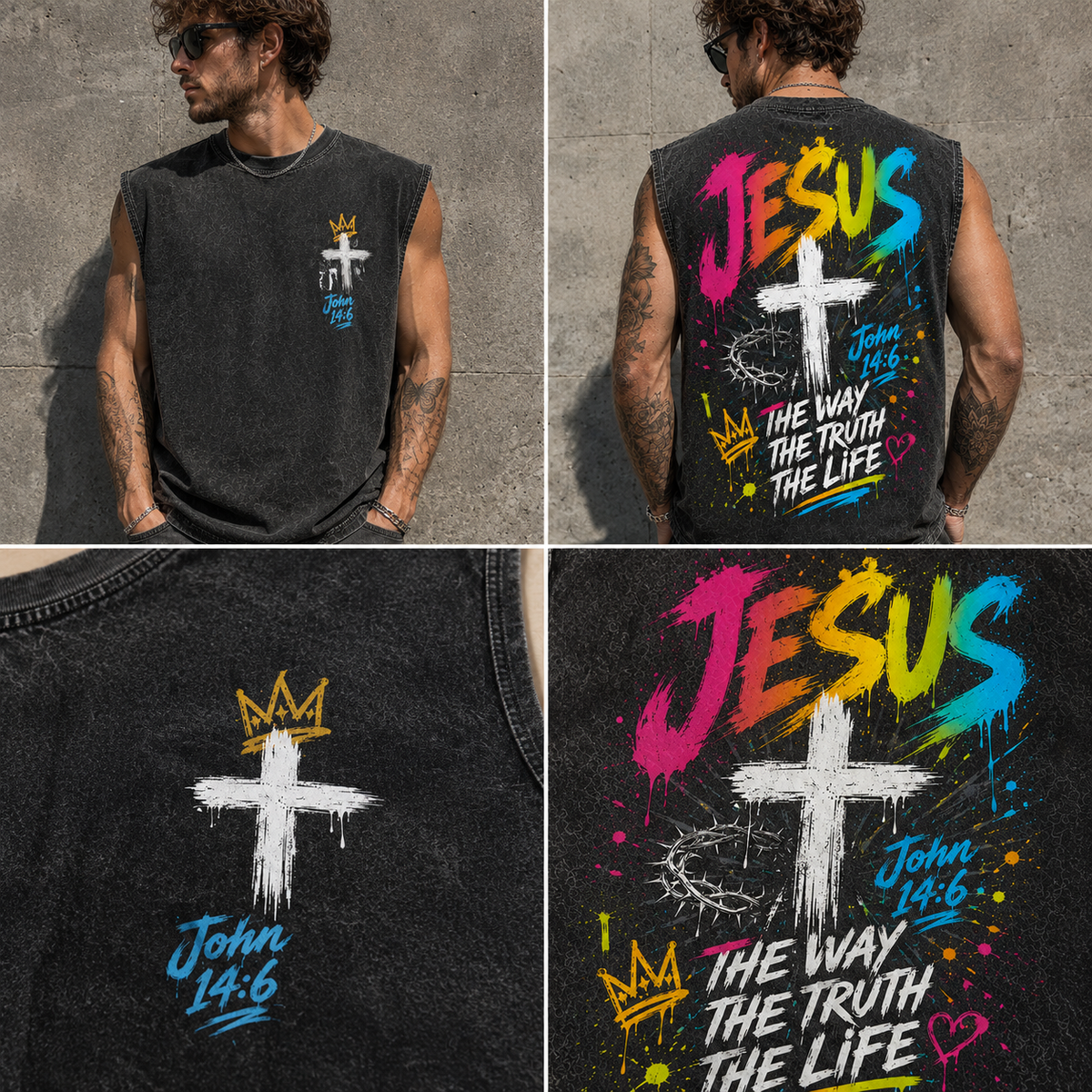 JESUS Graffiti Faith Wash Tank – The Way, The Truth, The Life