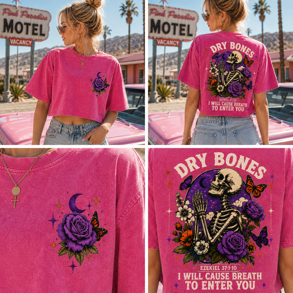 Dry Bones Vintage Graphic Crop Top – Washed Tee