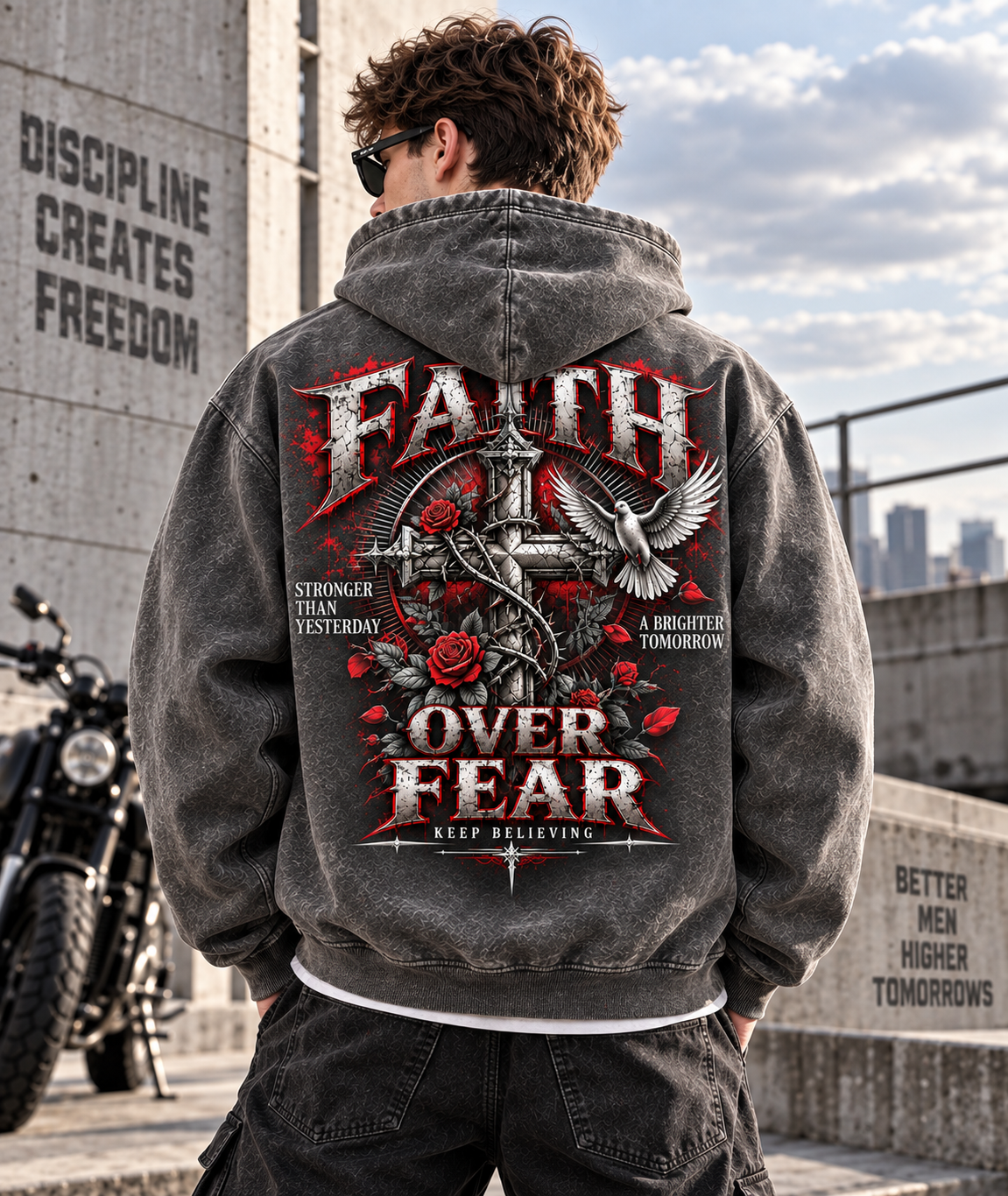 Faith Over Fear – Vintage Graphic Hoodie
