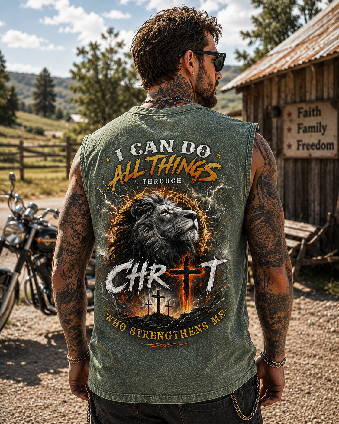 Faith Strength Washed Black Tank