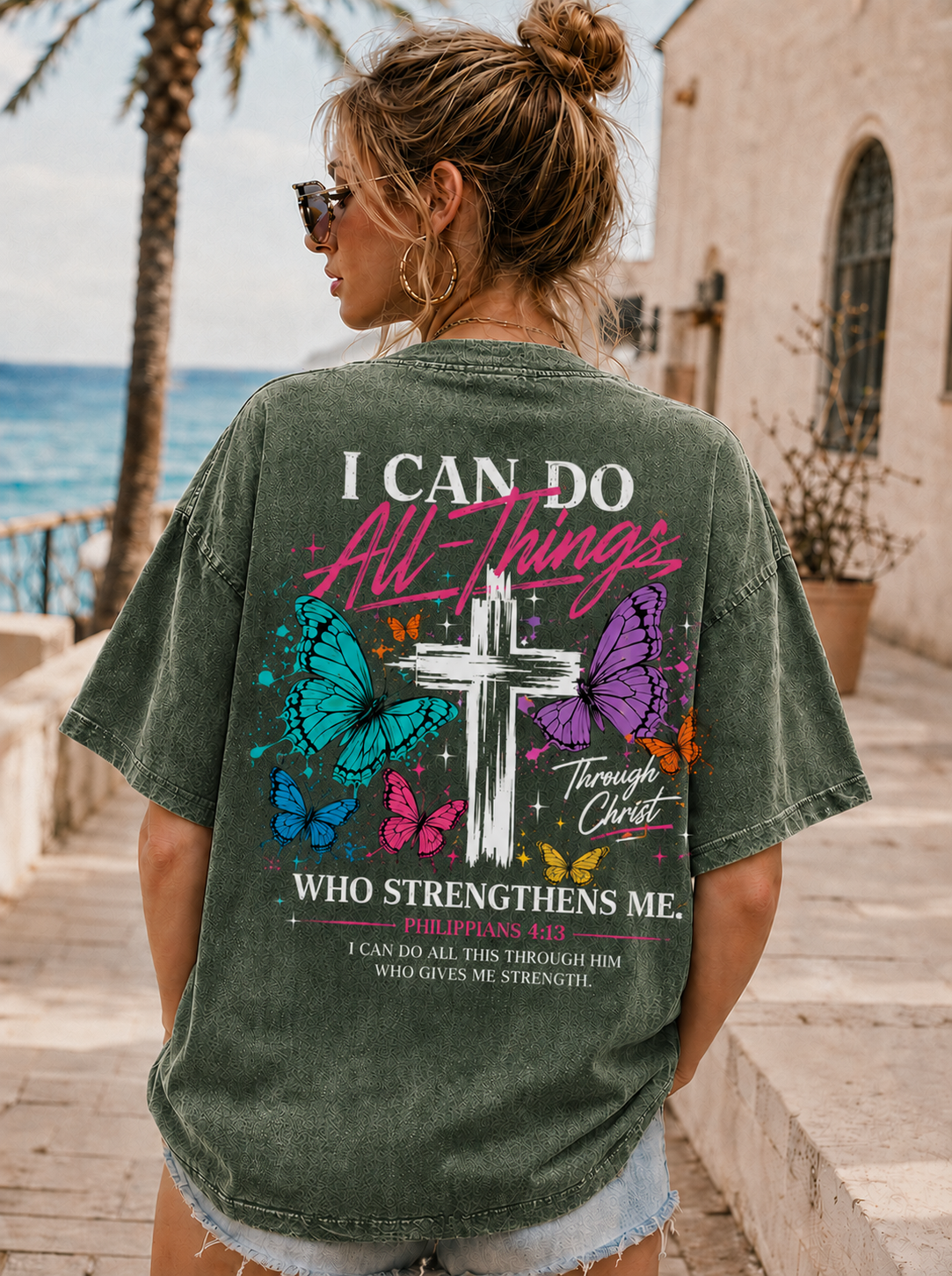 Faith Over Fear – Vintage Butterfly Cross T-Shirt