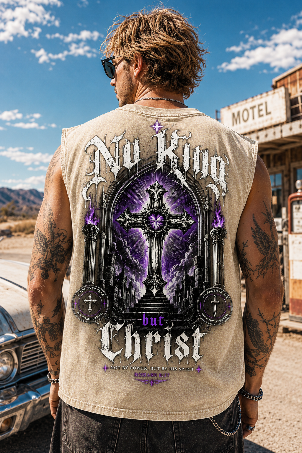 No King But Christ — Washed Black Gothic Tank Top