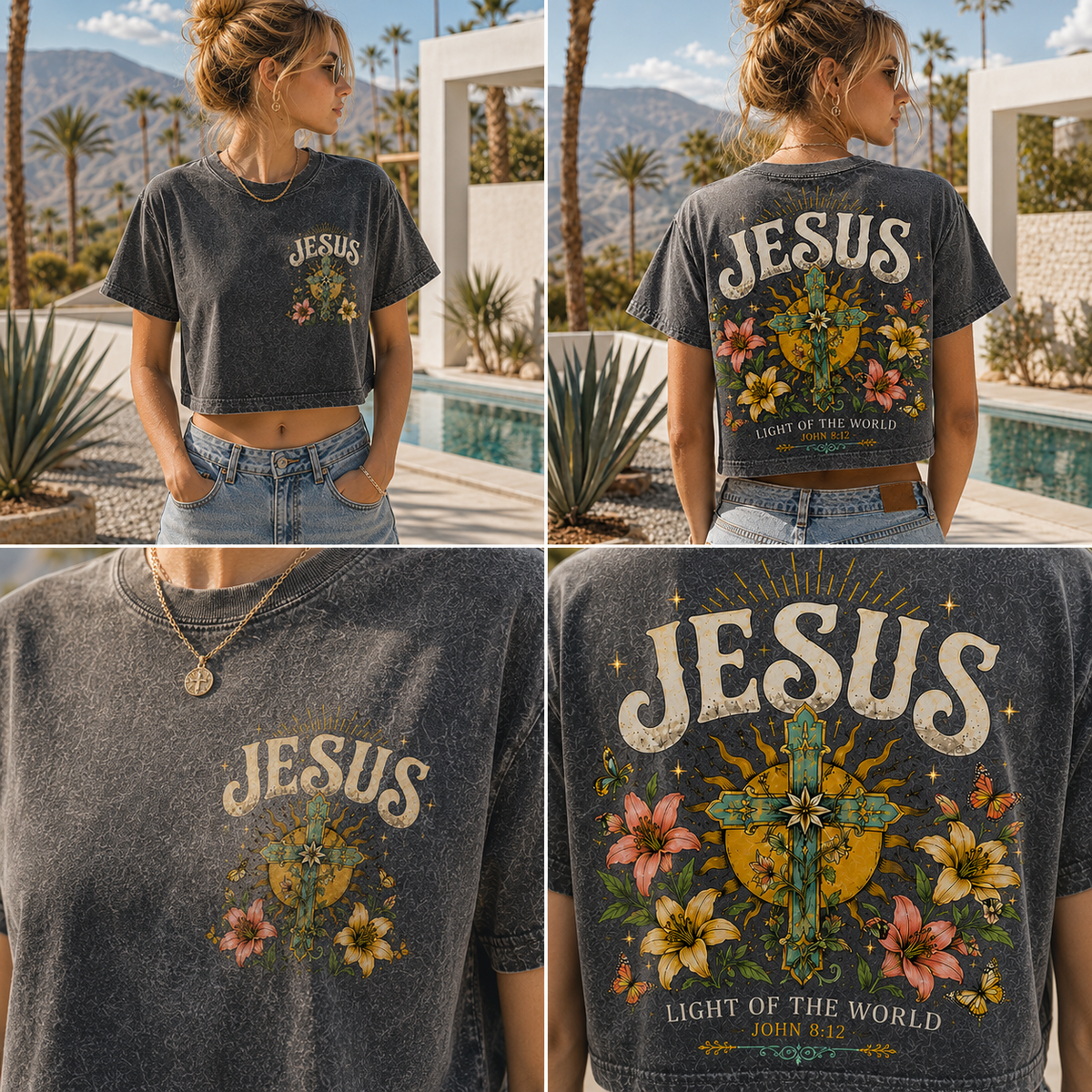Jesus Light of the World Vintage Crop Top