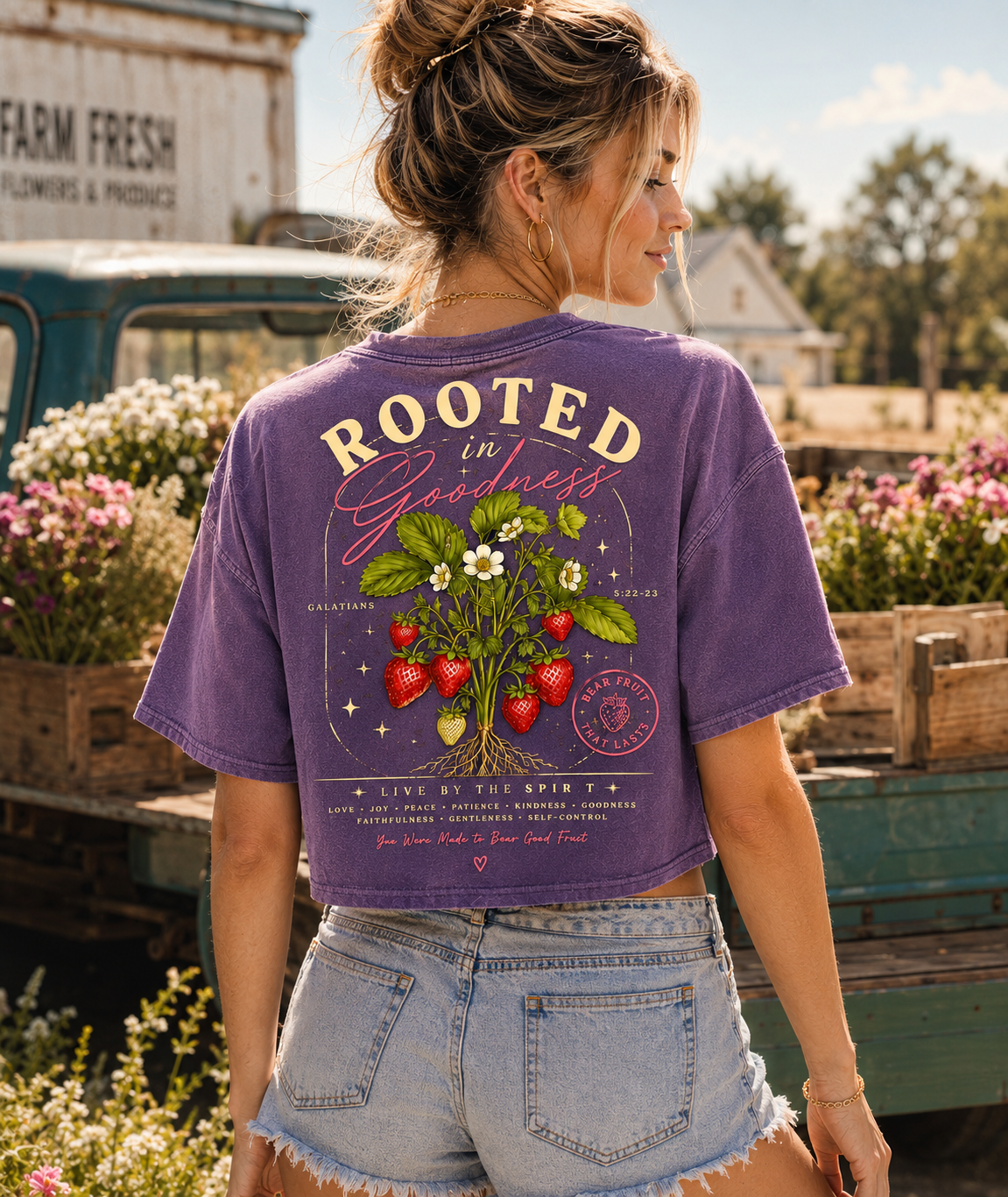 Rooted in Goodness – Vintage Strawberry Crop Tee
