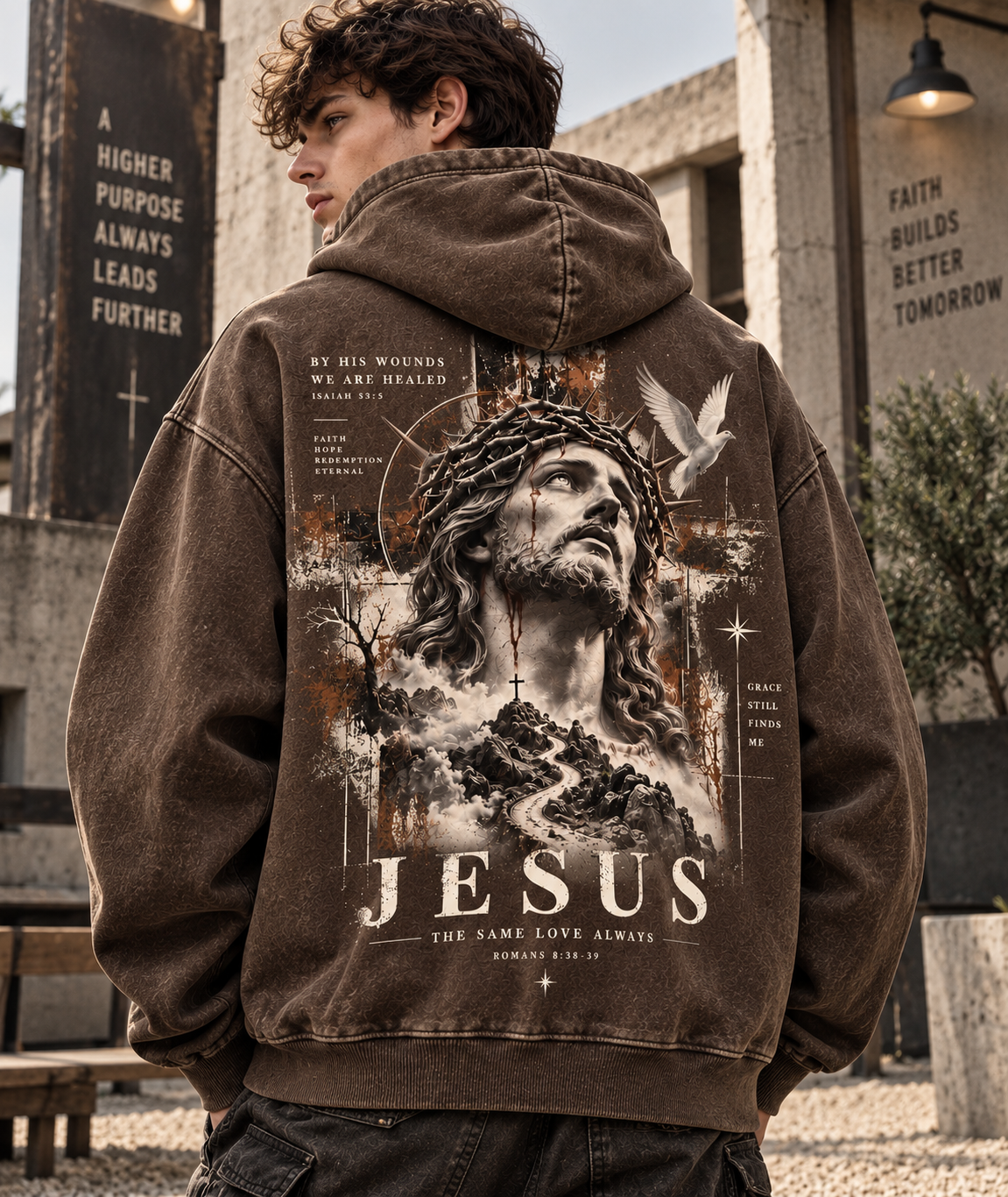 Jesus Faith Vintage Hoodie – Washed Beige