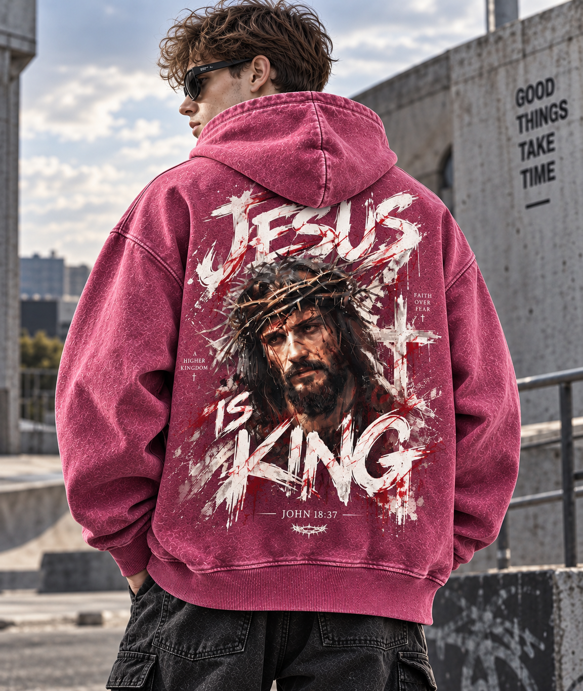 Jesus Is King – Faith Over Fear Washed Hoodie