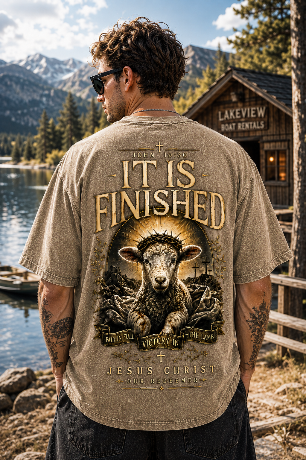 It Is Finished Washed Black Tee