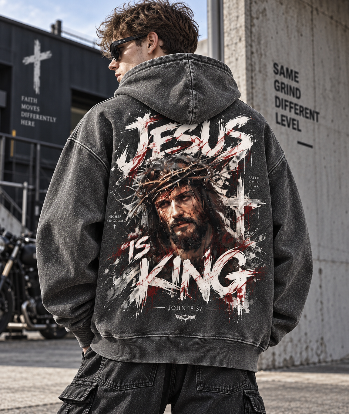 Jesus Is King – Faith Over Fear Washed Hoodie