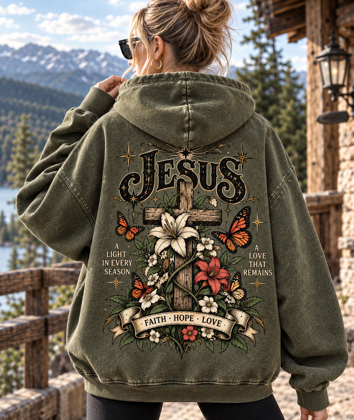 Vintage Jesus Cross Hoodie – Faith Hope Love