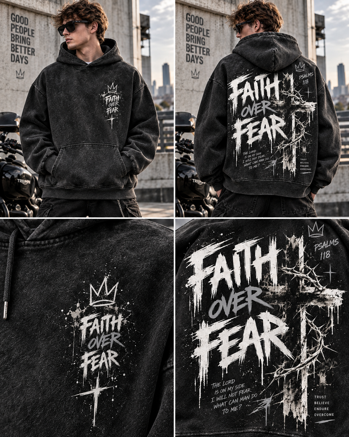 Faith Over Fear – Vintage Christian Streetwear Hoodie