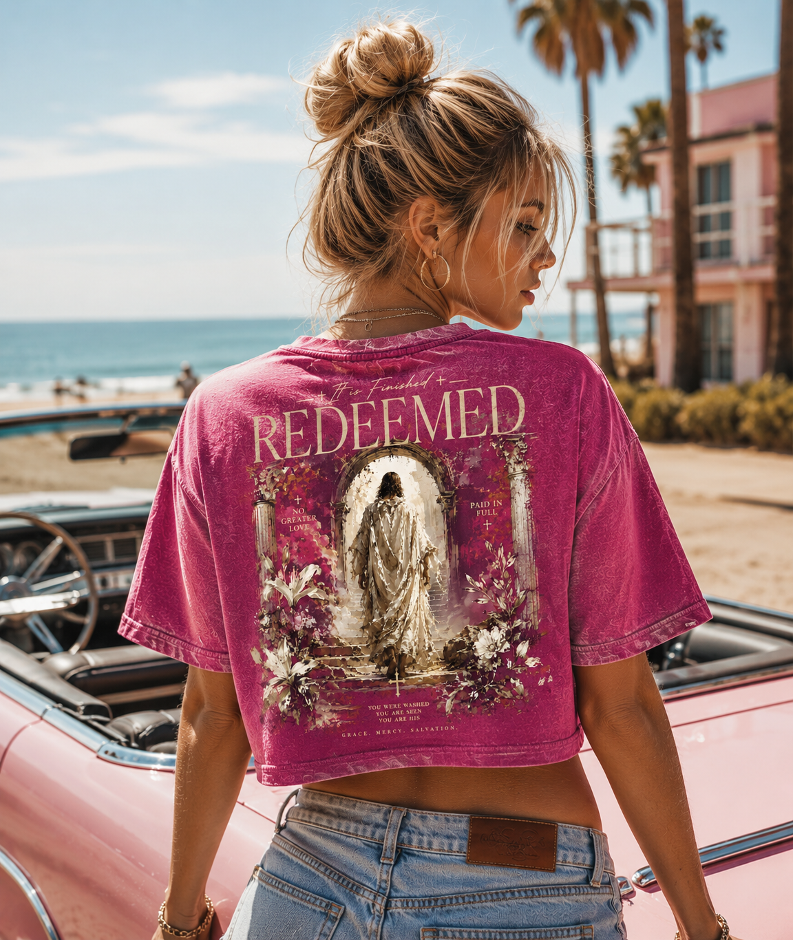 Redeemed Vintage Christian Crop Top – Faith Graphic Tee